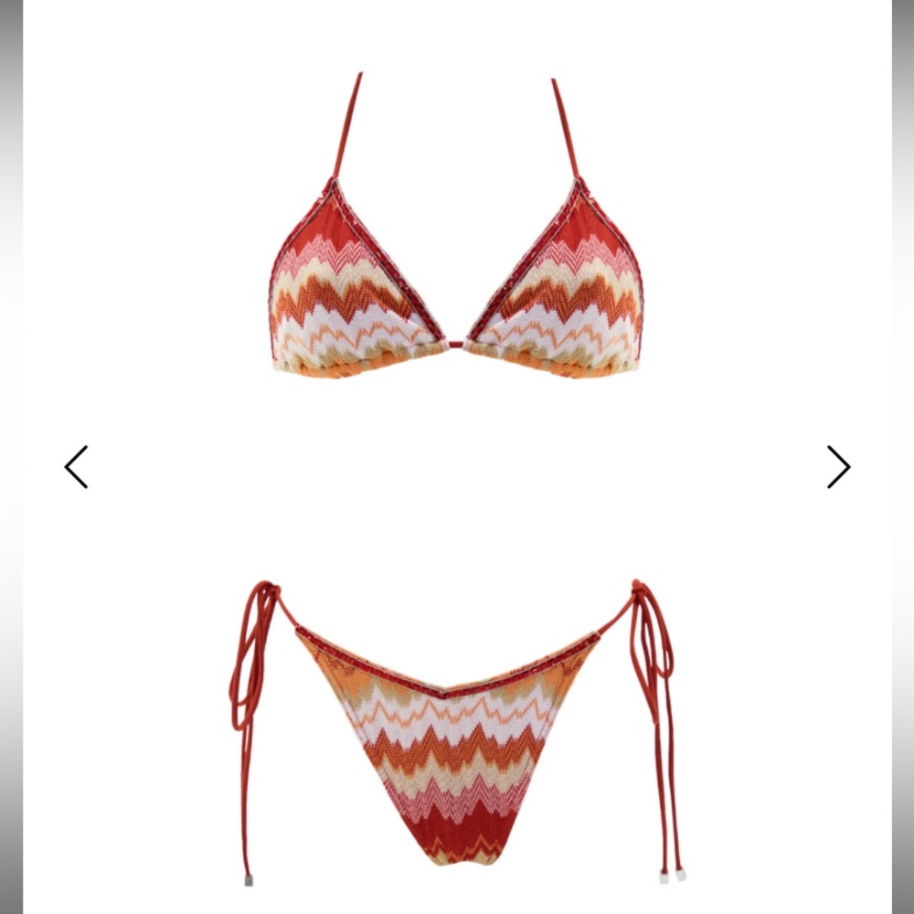 SUNSET WAVES TRIANGLE BRODERIE BIKINI (M) NWT
